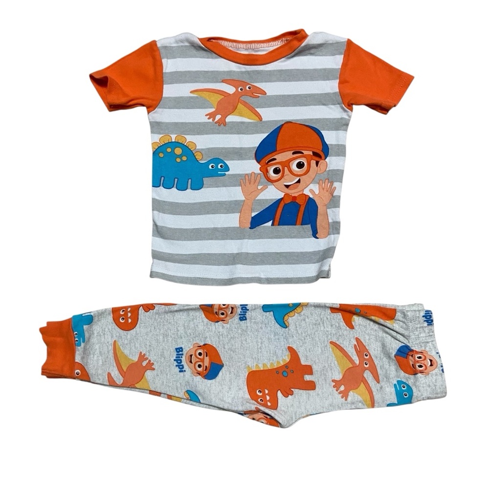 Blippi Dinosaur Pajamas Orange and Gray Kids Pajamas